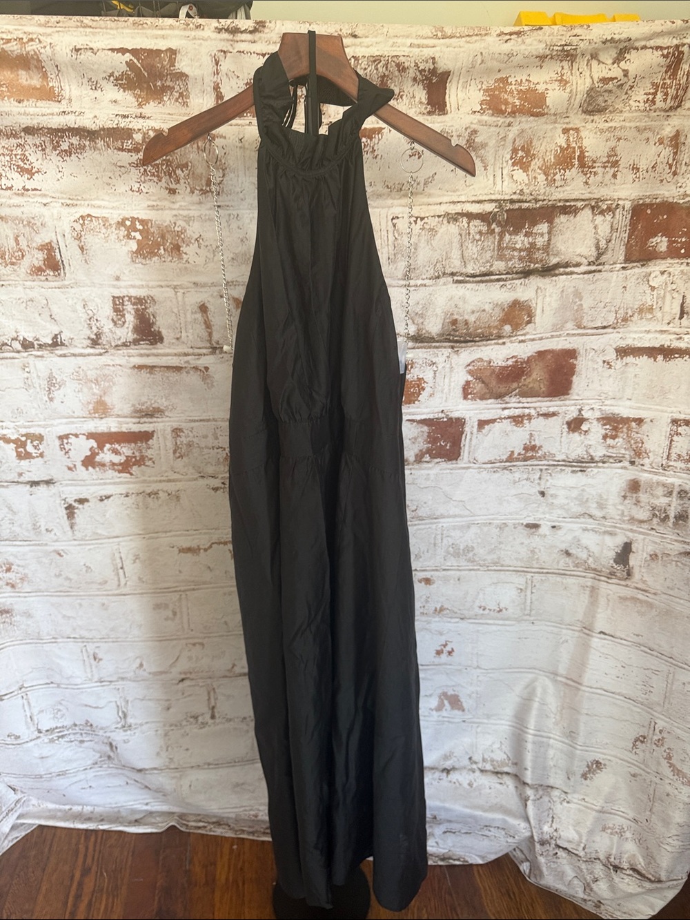 Sleeveless Black Halter Maxi Dress